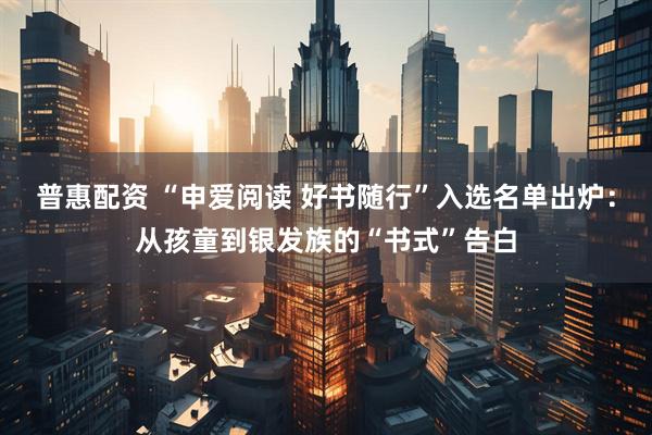 普惠配资 “申爱阅读 好书随行”入选名单出炉：从孩童到银发族的“书式”告白