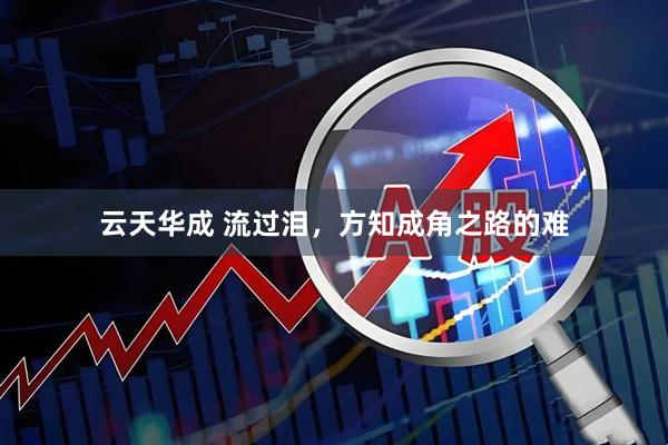 云天华成 流过泪，方知成角之路的难
